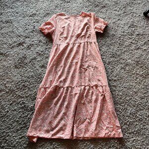 SHEIN Light Pink Ditsy Floral Midi Dress